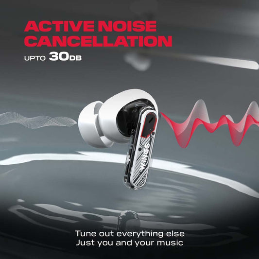 Wings Phantom 340 Best Low Latency 40Ms Earbuds,Sync App Support,Ergonomically Designed Case,50 Hours Playtime,Quad Enc Mic,Touch Controls.,in-ear,Wireless,White