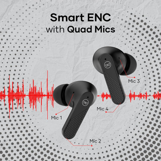 Wings Flobuds 400 Made In India High Fidelity Lifestyle Earbuds, Wireless Bluetooth 5.3, 50 Hrs Playtime With 10 Hrs Earbuds Playtime, Smart Enc, Low Latency 40Ms, Touch Controls - In Ear