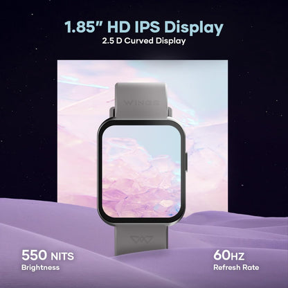Wings Urbana Smartwatch with 2.01” IPS LCD Screen, Digital smartwatch Android smartwatch with Ai Voice Assistant, IP68 Water & Dust Resistant.