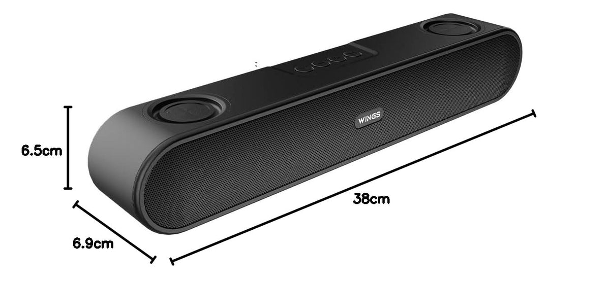 Wings Thunderbar 310 Mini Soundbar with 14W Sound Output, Dual Passive Radiators, Bluetooth 5.1, Soundbars for TV, PC, Mobile