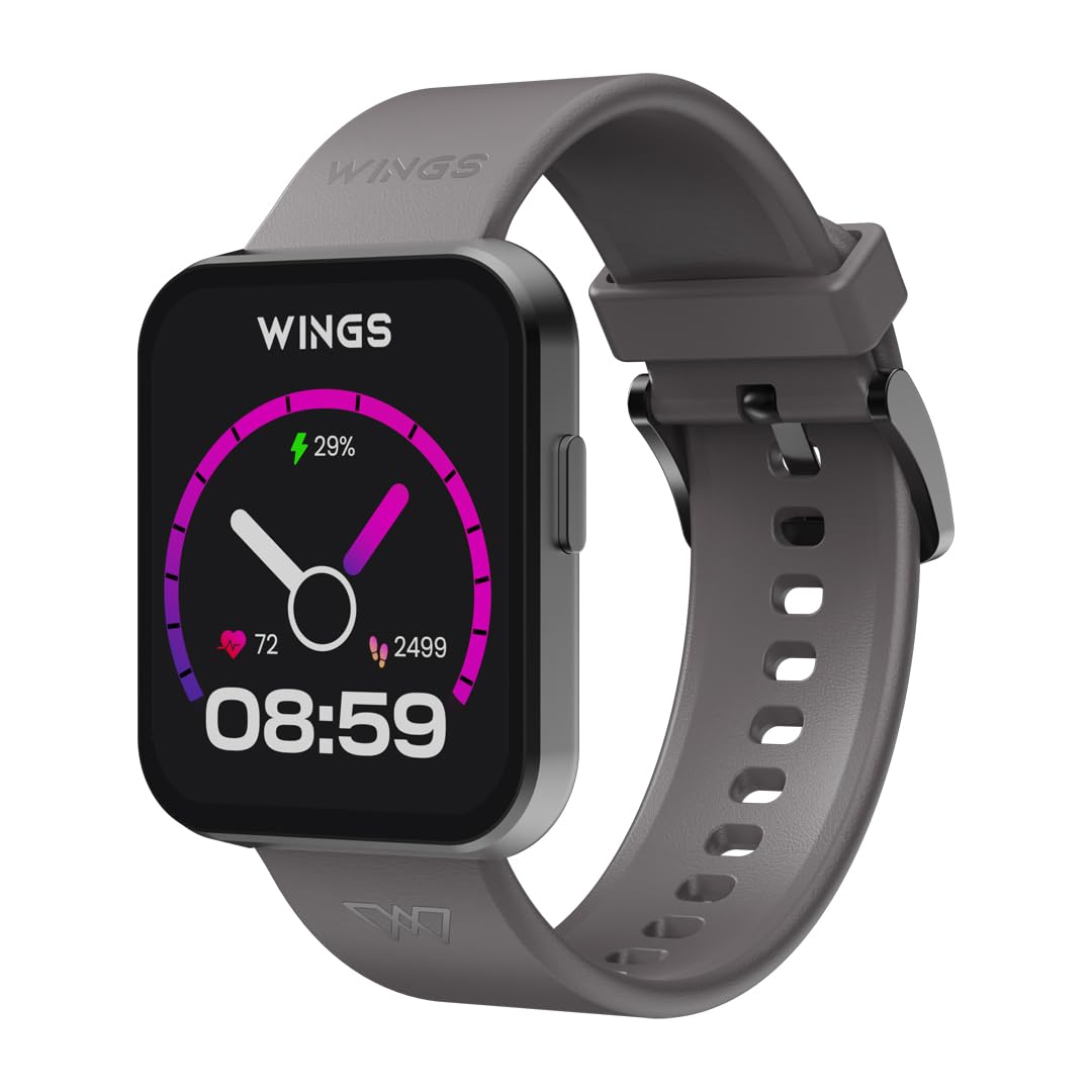Wings Urbana Smartwatch with 2.01” IPS LCD Screen, Digital smartwatch Android smartwatch with Ai Voice Assistant, IP68 Water & Dust Resistant.