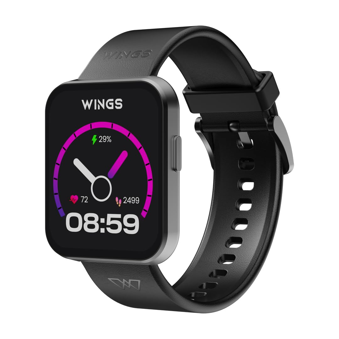 Wings Urbana Smartwatch with 2.01” IPS LCD Screen, Digital smartwatch Android smartwatch with Ai Voice Assistant, IP68 Water & Dust Resistant.