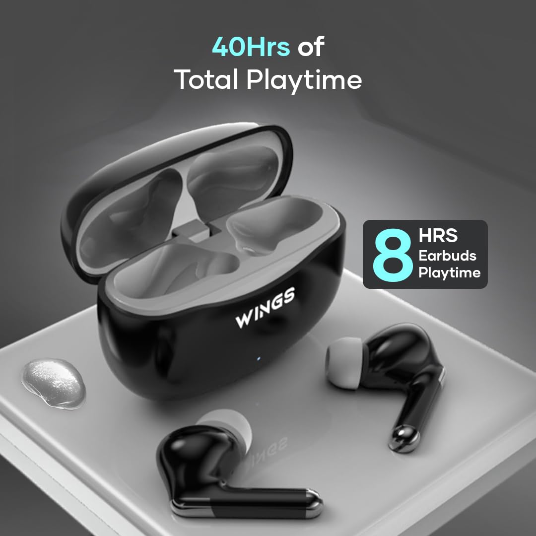 Wings Flobuds 335: Made in India Premium Lifestyle TWS in Ear Earbuds with Smart Enc,High Fidelity 13Mm Drivers,Bluetooth 5.3,40Hrs Playtime with 8 Hours in Ear Earbuds Playtime,and Low Latency 40Ms