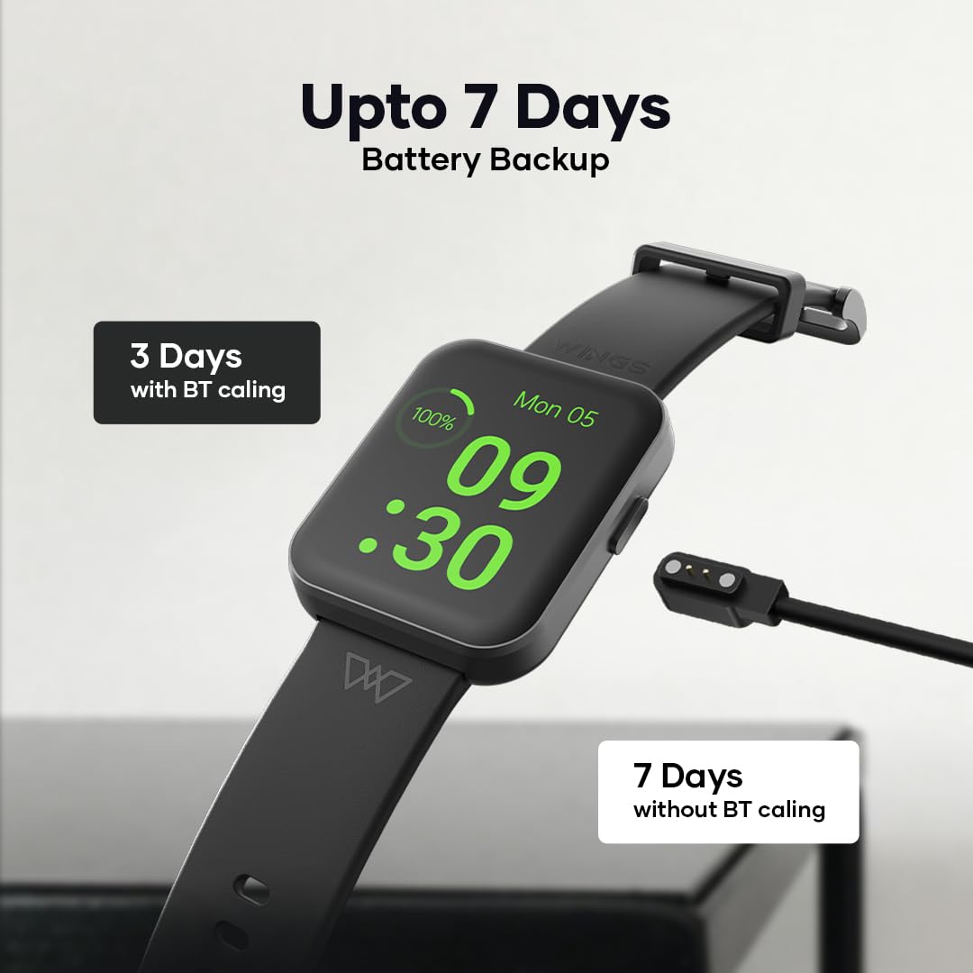 Wings Urbana Smartwatch with 2.01” IPS LCD Screen, Digital smartwatch Android smartwatch with Ai Voice Assistant, IP68 Water & Dust Resistant.