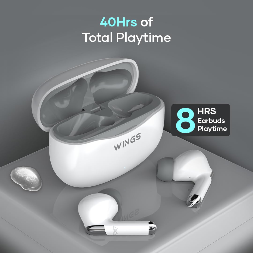 Wings Flobuds 335: Made in India Premium Lifestyle TWS in Ear Earbuds with Smart Enc,High Fidelity 13Mm Drivers,Bluetooth 5.3,40 Hrs Playtime with 8 Hours in Ear Earbuds Playtime,and Low Latency 40Ms