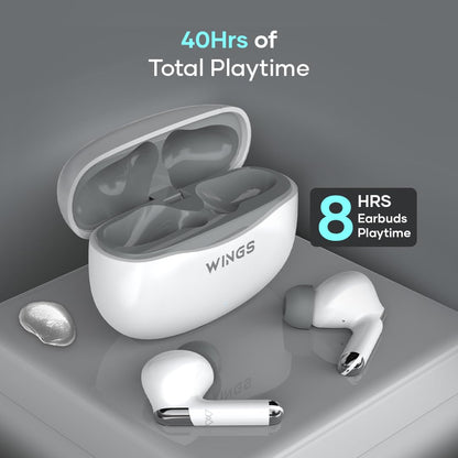 Wings Flobuds 335: Made in India Premium Lifestyle TWS in Ear Earbuds with Smart Enc,High Fidelity 13Mm Drivers,Bluetooth 5.3,40 Hrs Playtime with 8 Hours in Ear Earbuds Playtime,and Low Latency 40Ms