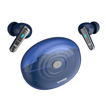 Wings Flobuds 200 Wireless in Ear Earbuds Transparent Case, 13mm Drivers, Smart ENC, 50 Hrs Total Playtime, Gaming Mode 40 ms Low Latency, Voice Assistant Support.