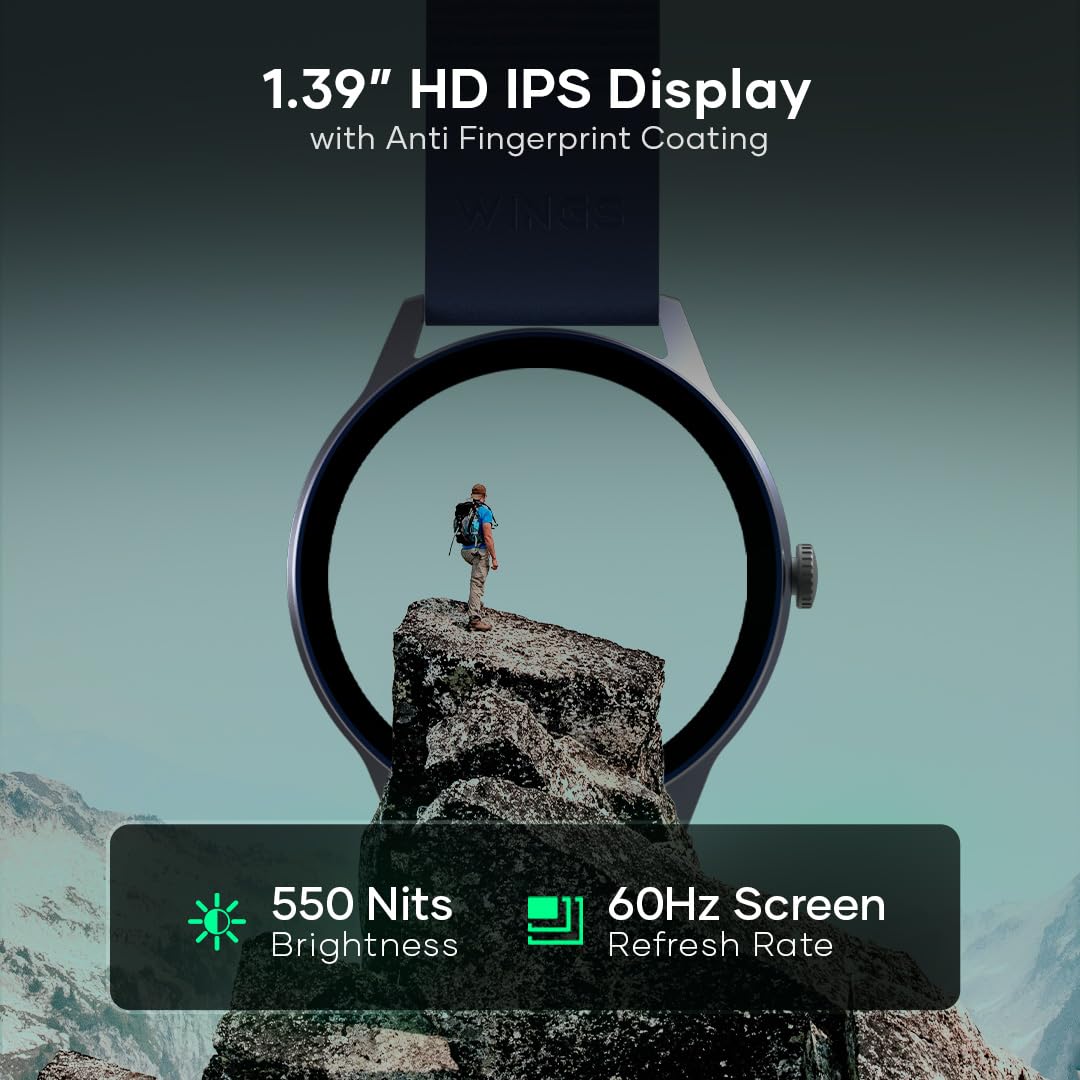 Wings Urbana Smartwatch with 2.01” IPS LCD Screen, Digital smartwatch Android smartwatch with Ai Voice Assistant, IP68 Water & Dust Resistant.