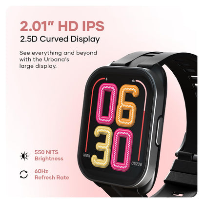 Wings Urbana Smartwatch with 2.01” IPS LCD Screen, Digital smartwatch Android smartwatch with Ai Voice Assistant, IP68 Water & Dust Resistant.