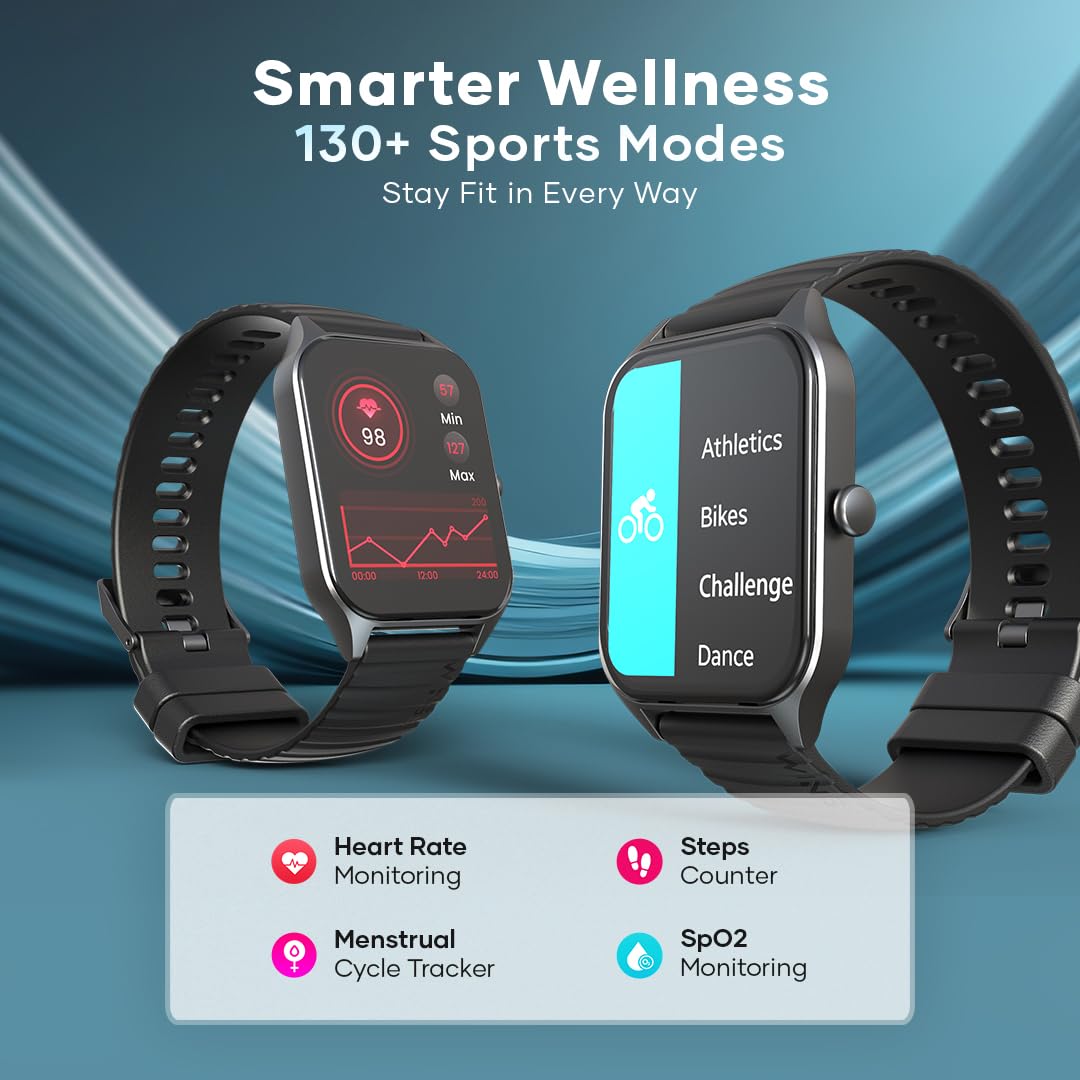 Wings Urbana Smartwatch with 2.01” IPS LCD Screen, Digital smartwatch Android smartwatch with Ai Voice Assistant, IP68 Water & Dust Resistant.