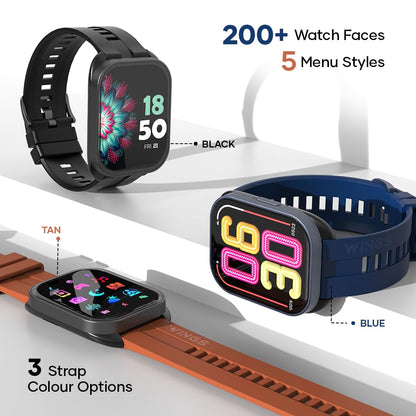 Wings Urbana Smartwatch with 2.01” IPS LCD Screen, Digital smartwatch Android smartwatch with Ai Voice Assistant, IP68 Water & Dust Resistant.