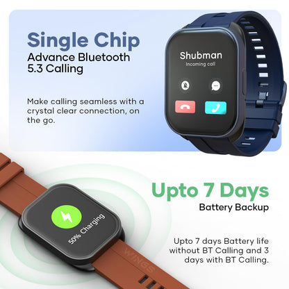 Wings Urbana Smartwatch with 2.01” IPS LCD Screen, Digital smartwatch Android smartwatch with Ai Voice Assistant, IP68 Water & Dust Resistant.