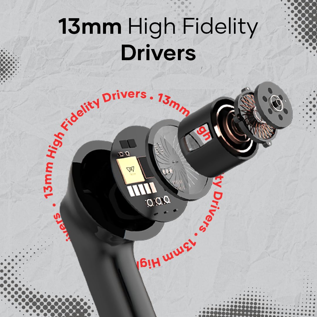 Wings Flobuds 400 Made In India High Fidelity Lifestyle Earbuds, Wireless Bluetooth 5.3, 50 Hrs Playtime With 10 Hrs Earbuds Playtime, Smart Enc, Low Latency 40Ms, Touch Controls - In Ear