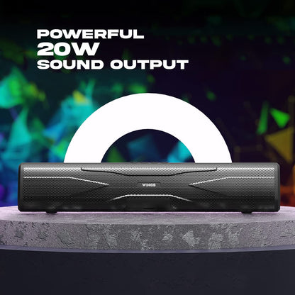 Wings Centerstage 200 True Wireless, Bluetooth 5.0 Soundbar with16 W Output, 2500 mAh Battery,6.5 Hours Playtime | Mini Wireless Bluetooth Speaker for Parties | Music System for Home with Mic