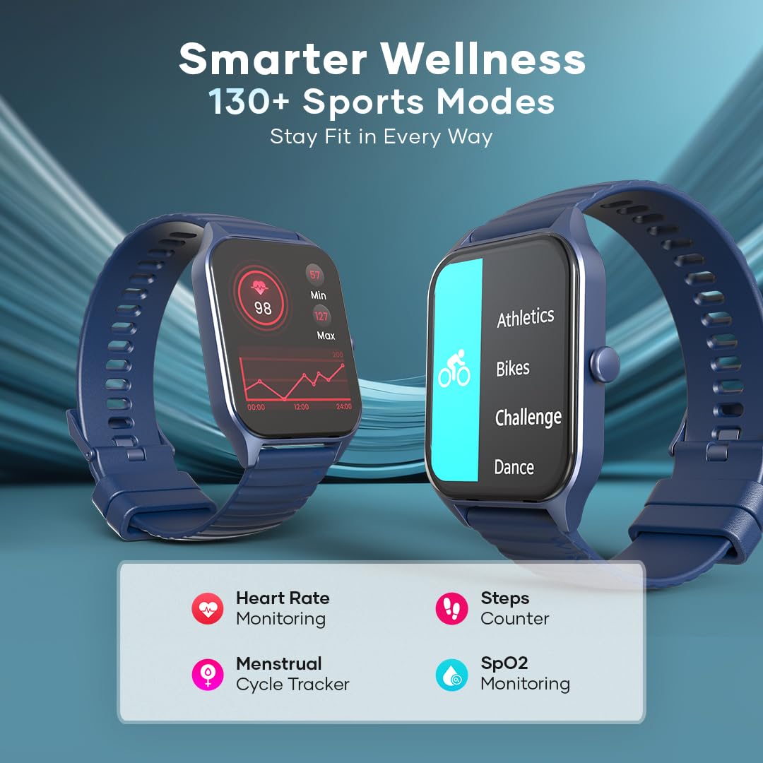 Wings Urbana Smartwatch with 2.01” IPS LCD Screen, Digital smartwatch Android smartwatch with Ai Voice Assistant, IP68 Water & Dust Resistant.