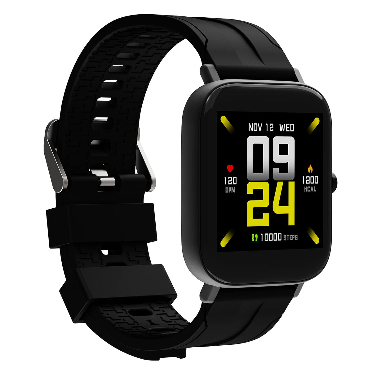 Wings Newly Launched Strive 100 Smart Watch with 10 Days Battery Life, 1.4 inches Full Touch IPS Screen, 24*7 Heart Rate Monitor, Sleep Monitoring Smart Watches & IP68 Waterproof Grey, Black, one Size