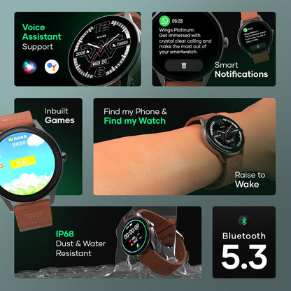 Wings Urbana Smartwatch with 2.01” IPS LCD Screen, Digital smartwatch Android smartwatch with Ai Voice Assistant, IP68 Water & Dust Resistant.