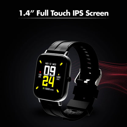 Wings Newly Launched Strive 100 Smart Watch with 10 Days Battery Life, 1.4 inches Full Touch IPS Screen, 24*7 Heart Rate Monitor, Sleep Monitoring Smart Watches & IP68 Waterproof Grey, Black, one Size