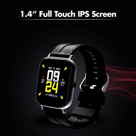 Wings Newly Launched Strive 100 Smart Watch with 10 Days Battery Life, 1.4 inches Full Touch IPS Screen, 24*7 Heart Rate Monitor, Sleep Monitoring Smart Watches & IP68 Waterproof Grey, Black, one Size