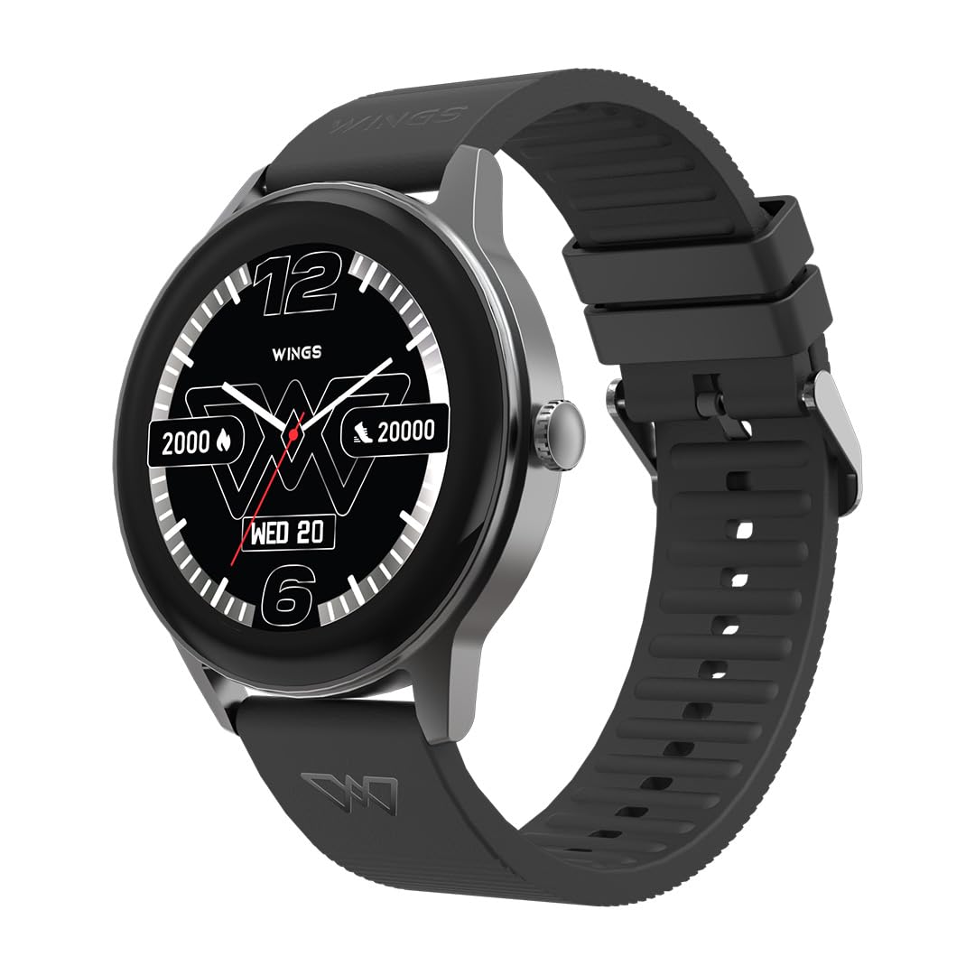 Wings Urbana Smartwatch with 2.01” IPS LCD Screen, Digital smartwatch Android smartwatch with Ai Voice Assistant, IP68 Water & Dust Resistant.