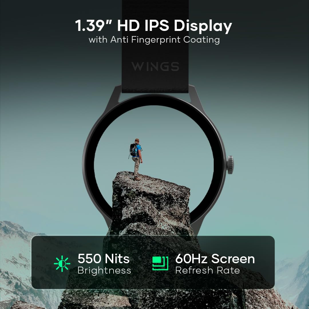 Wings Urbana Smartwatch with 2.01” IPS LCD Screen, Digital smartwatch Android smartwatch with Ai Voice Assistant, IP68 Water & Dust Resistant.