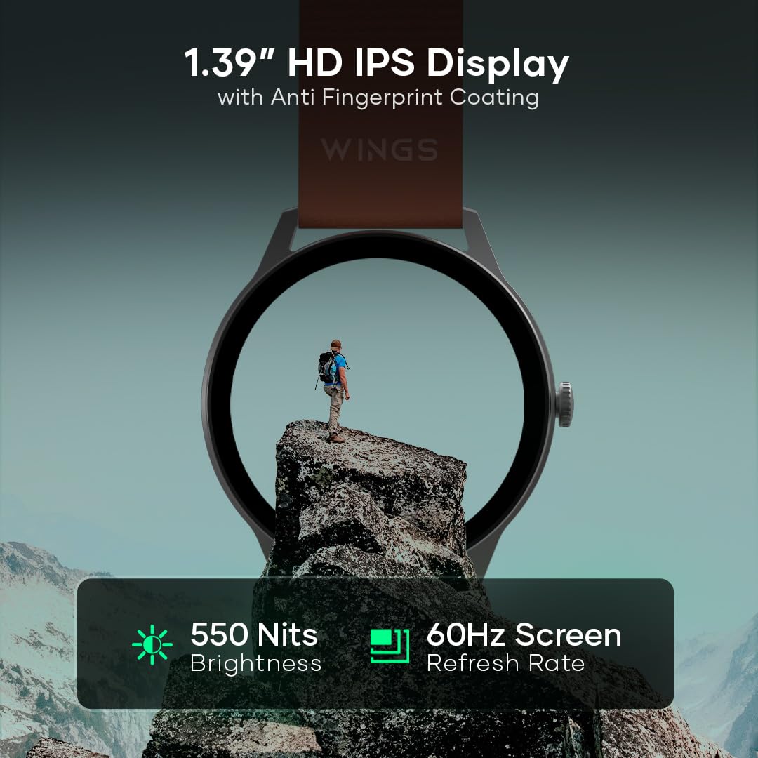 Wings Urbana Smartwatch with 2.01” IPS LCD Screen, Digital smartwatch Android smartwatch with Ai Voice Assistant, IP68 Water & Dust Resistant.