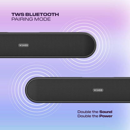 Wings Thunderbar 310 Mini Soundbar with 14W Sound Output, Dual Passive Radiators, Bluetooth 5.1, Soundbars for TV, PC, Mobile