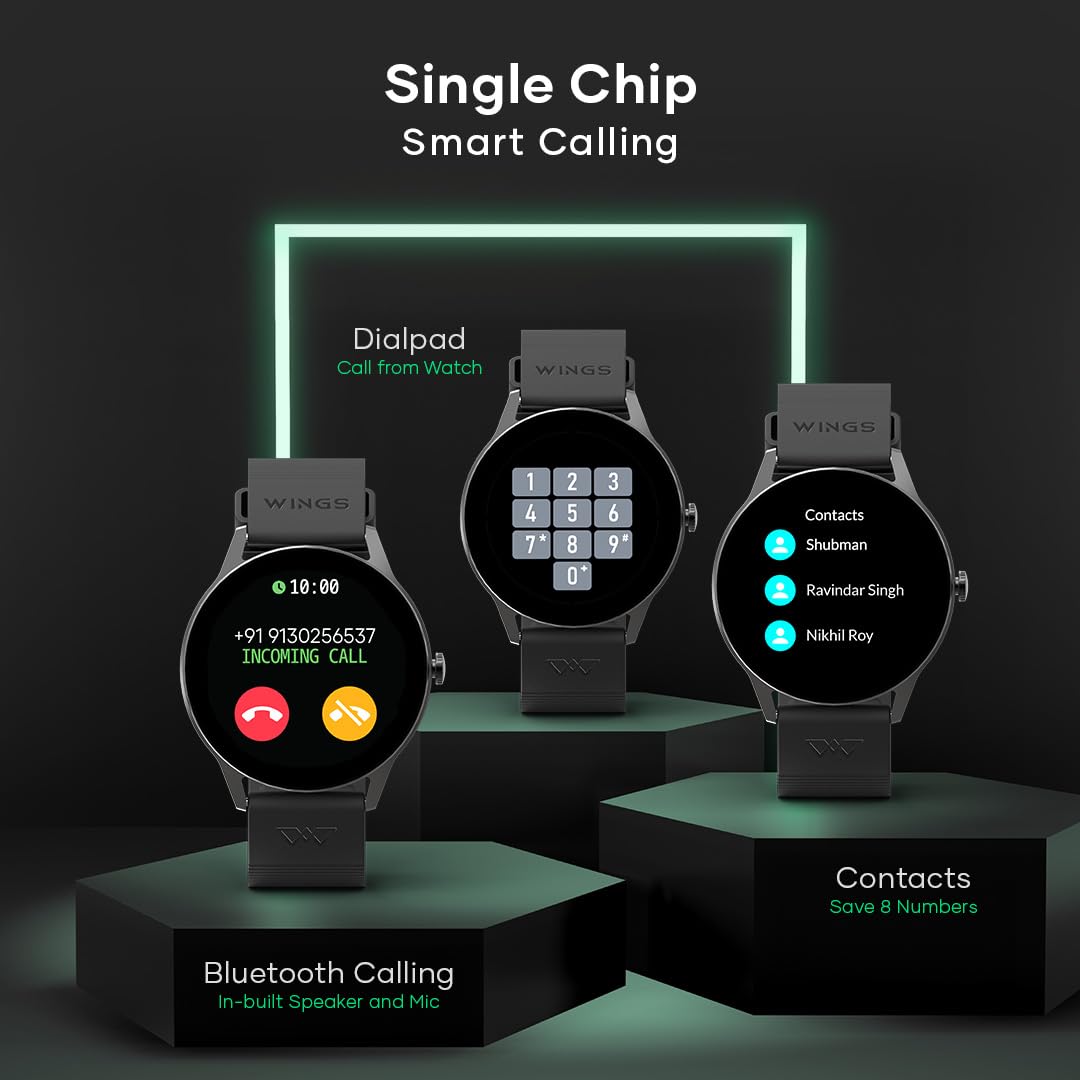 Wings Urbana Smartwatch with 2.01” IPS LCD Screen, Digital smartwatch Android smartwatch with Ai Voice Assistant, IP68 Water & Dust Resistant.