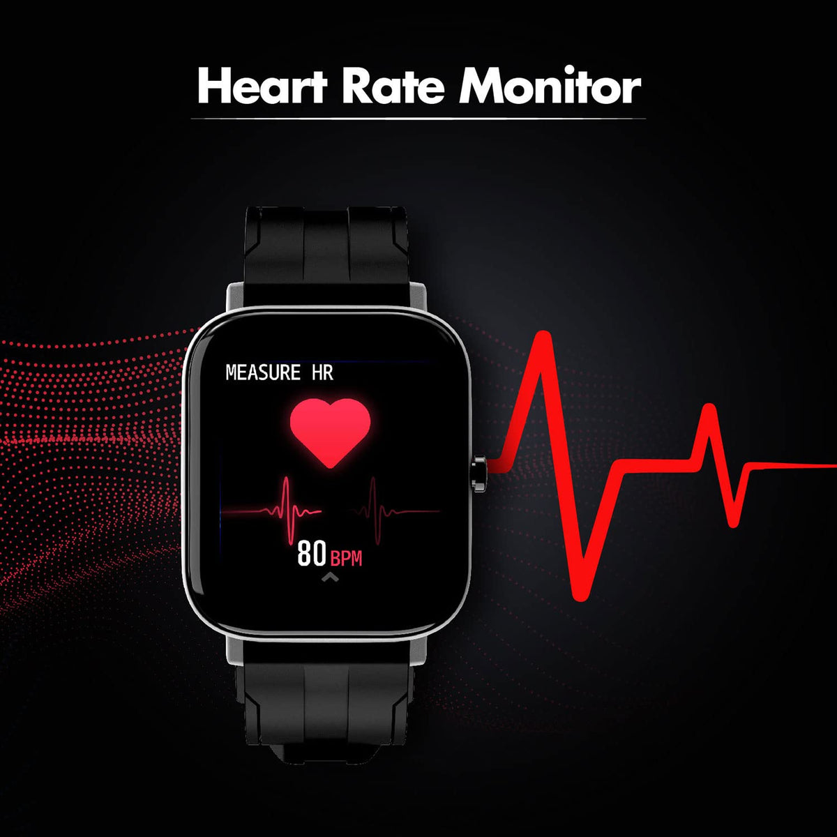 Wings Newly Launched Strive 100 Smart Watch with 10 Days Battery Life, 1.4 inches Full Touch IPS Screen, 24*7 Heart Rate Monitor, Sleep Monitoring Smart Watches & IP68 Waterproof Grey, Black, one Size