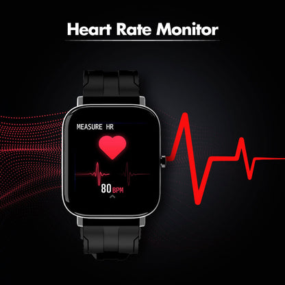Wings Newly Launched Strive 100 Smart Watch with 10 Days Battery Life, 1.4 inches Full Touch IPS Screen, 24*7 Heart Rate Monitor, Sleep Monitoring Smart Watches & IP68 Waterproof Grey, Black, one Size