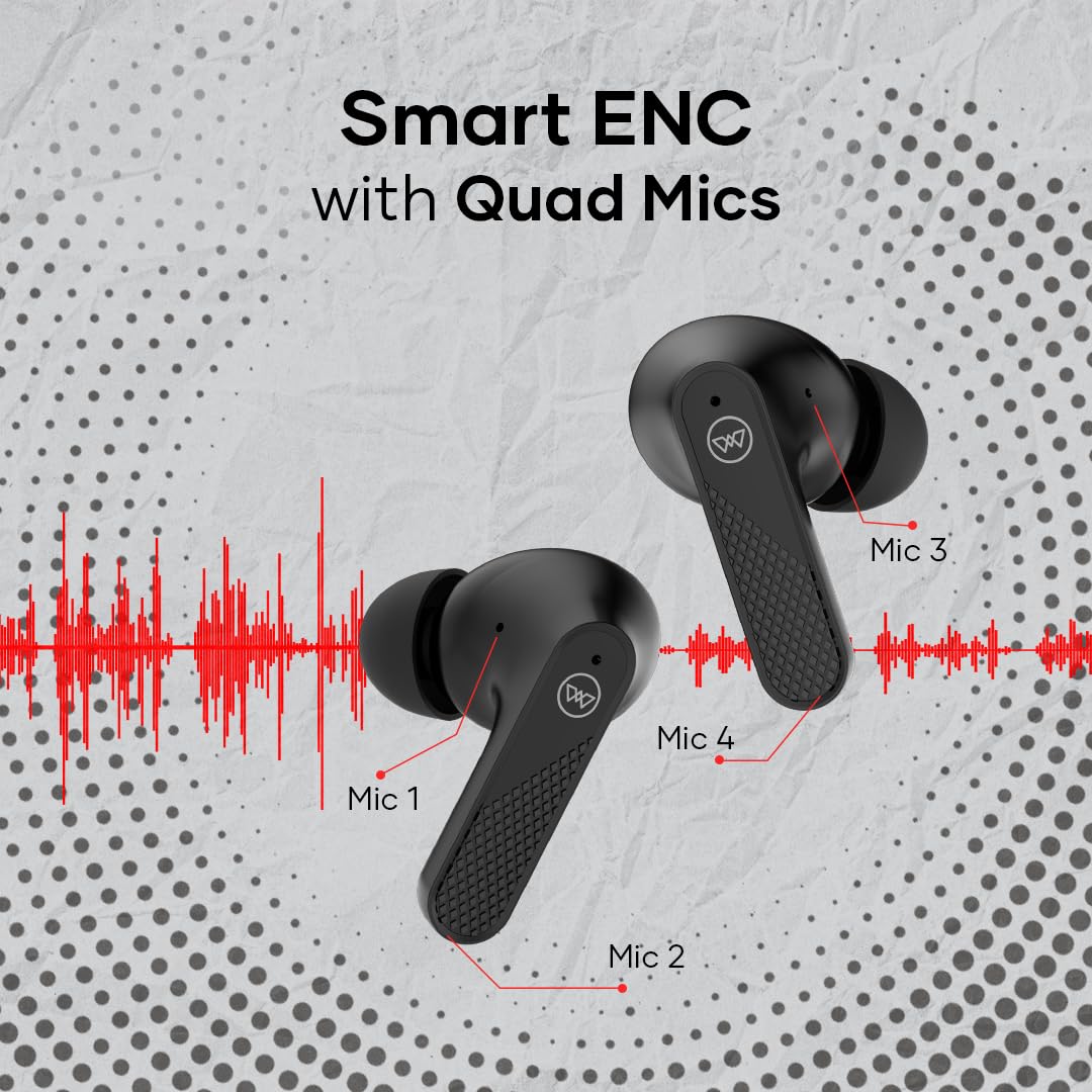 Wings Flobuds 400 Made In India High Fidelity Lifestyle Earbuds, Wireless Bluetooth 5.3, 50 Hrs Playtime With 10 Hrs Earbuds Playtime, Smart Enc, Low Latency 40Ms, Touch Controls - In Ear