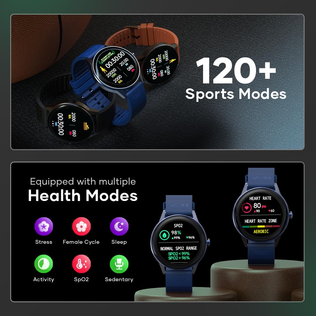 Wings Urbana Smartwatch with 2.01” IPS LCD Screen, Digital smartwatch Android smartwatch with Ai Voice Assistant, IP68 Water & Dust Resistant.
