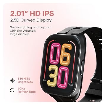 Wings Urbana Smartwatch with 2.01” IPS LCD Screen, Digital smartwatch Android smartwatch with Ai Voice Assistant, IP68 Water & Dust Resistant.